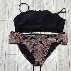 Black Multicolor Paisley bikini